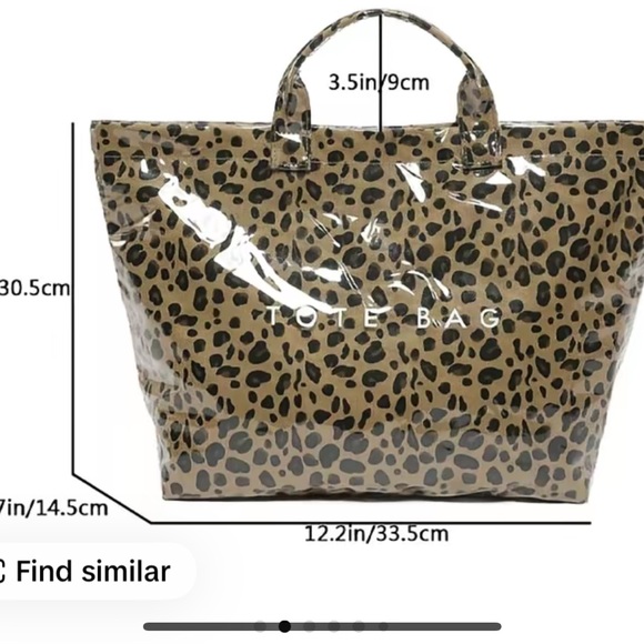 Chic Leopard Print Tote with Bow / Wipe Clean Exterior Fabric/Vinyl Exterior - Picture 3 of 3